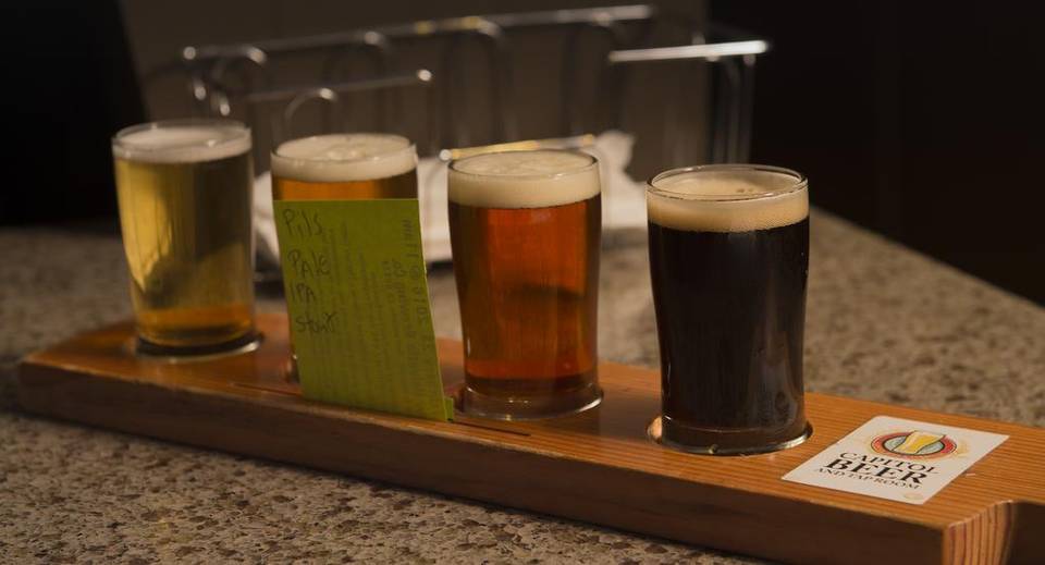 A sample platter of pilsner, pale ale, ipa, and stout are ready to be picked up at the Capitol Beer & Taproom , on February 16, 2016, known as one of the best places to find exciting and ever-changing beer lists in Sacramento. Jose Luis Villegas jvillegas@sacbee.com 